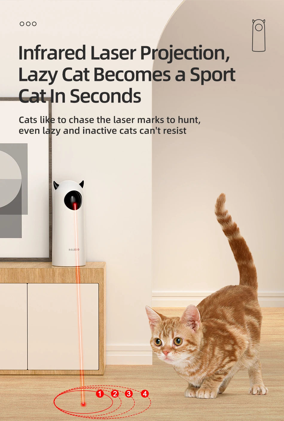 ROJECO Automatic LED Laser Cat Toy – Interactive Handheld Laser for Cats & Kittens