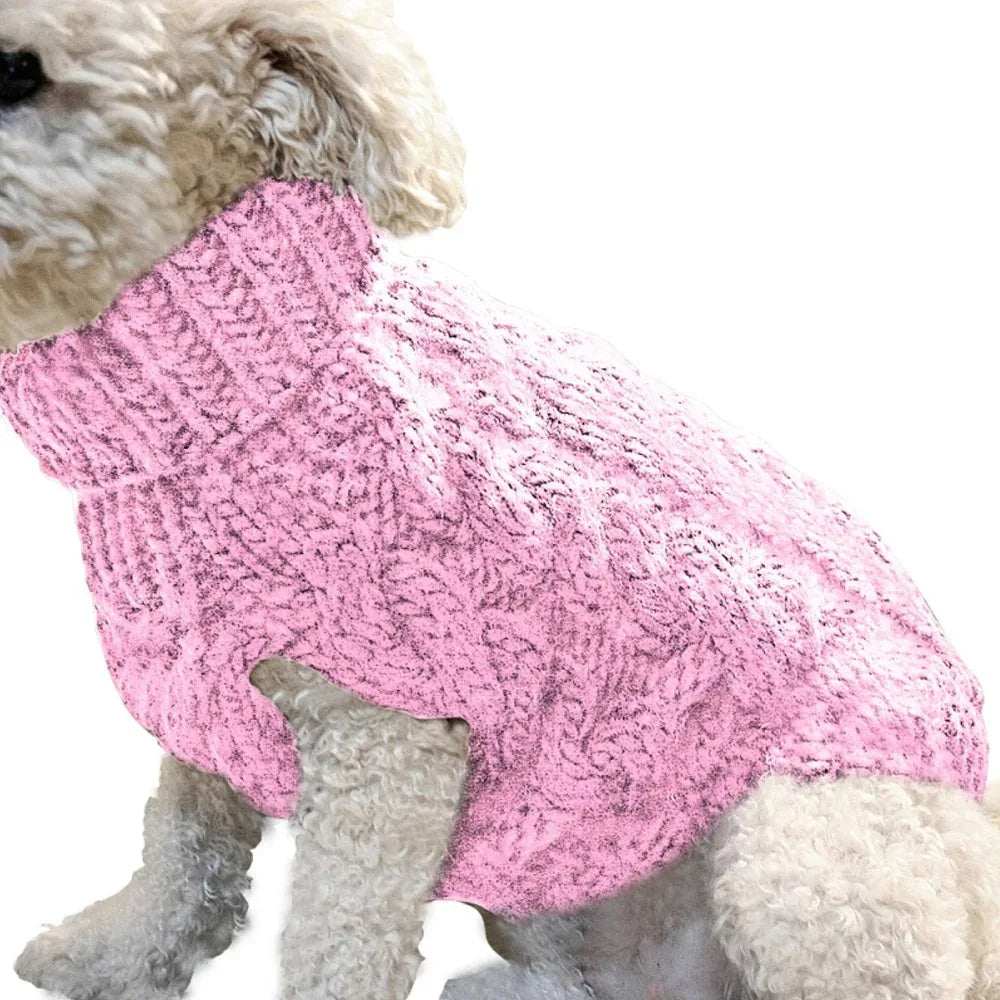 Warm Turtleneck Dog Sweater | Soft Cable Knit for Small & Medium Dogs