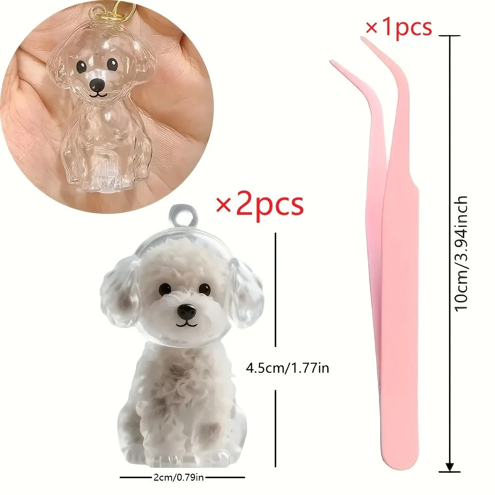 Dog Hair Memorial Keychains — Set of 2 with Tweezer
