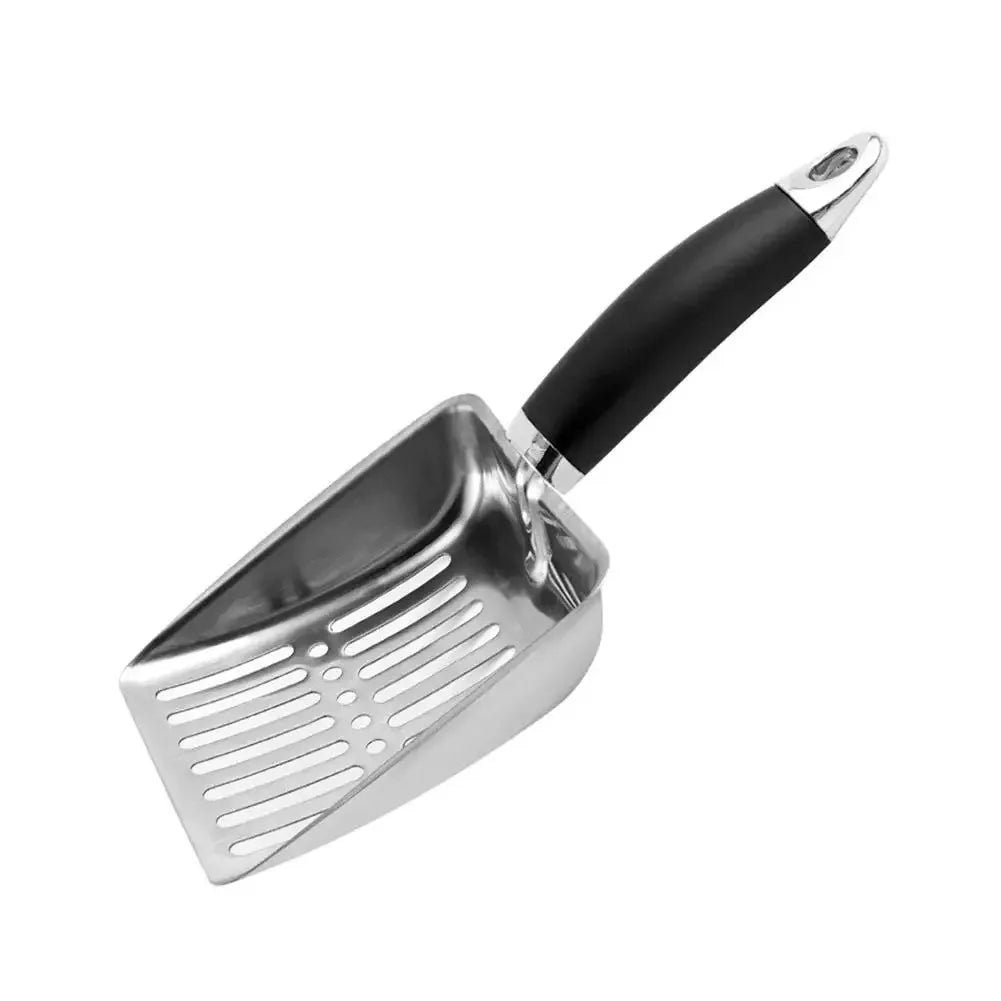 Stainless Steel Cat Litter Scoop — Long Handle Metal Shovel