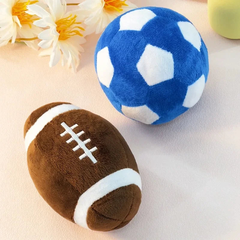 Squeaky Football & Rugby Dog Toy — Interactive Puppy Chew Toy