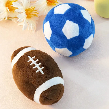 Squeaky Football & Rugby Dog Toy — Interactive Puppy Chew Toy