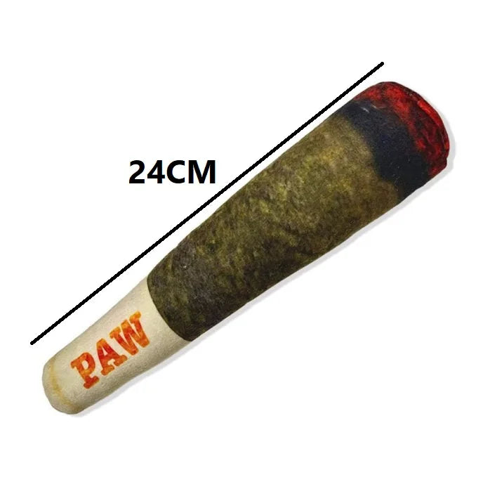 Indestructible Squeaky Cigar Dog Toy — Plush Chew Toy