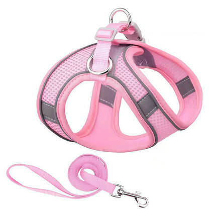 Reflective Dog Harness & Leash Set – Breathable Mesh Vest for Small & Medium Dogs