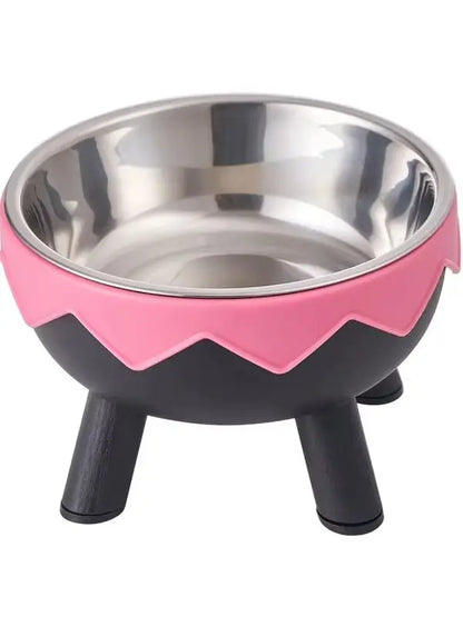 Colorful Dopamine Pet Bowl – Large Capacity Stainless Steel with Neck Protection for Cats & Dogs