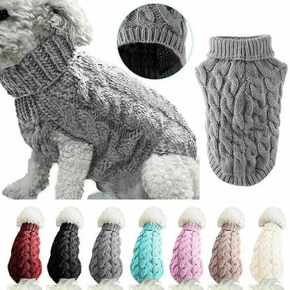 Warm Turtleneck Dog Sweater | Soft Cable Knit for Small & Medium Dogs