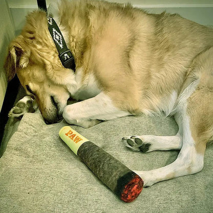 Indestructible Squeaky Cigar Dog Toy — Plush Chew Toy