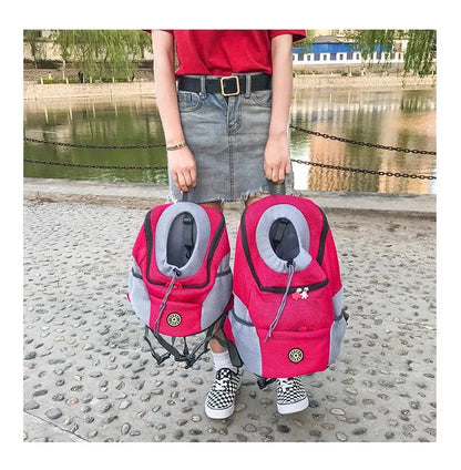 Breathable Pet Backpack Carrier – Front & Back Wear with Reflective Strips for Dogs & Cats