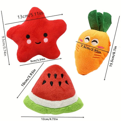 10-Pack Squeaky Fruit & Veggie Puppy Teething Toys