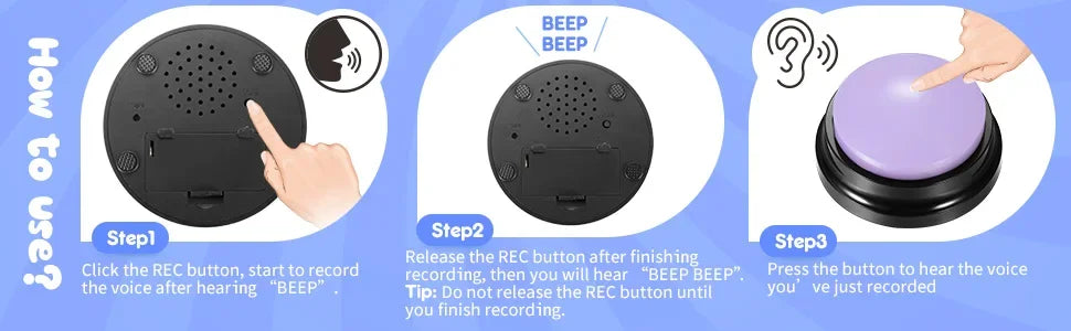 Recordable Dog Communication Button — Pet Training Buzzer