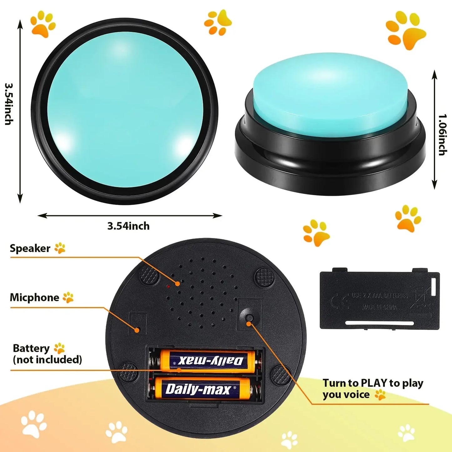 Recordable Dog Communication Button — Pet Training Buzzer