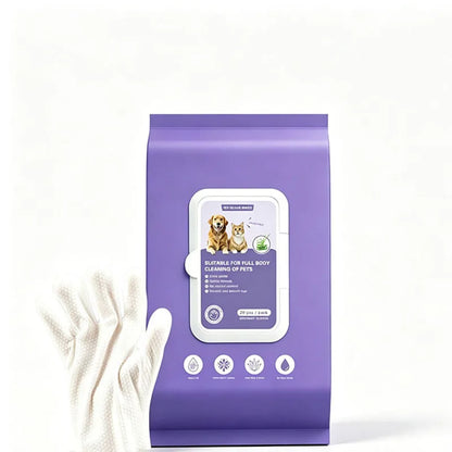 Aloe Pet Grooming Glove Wipes – Rinse-Free Moisturizing & Deodorizing Wipes for Dogs, Cats & Horses