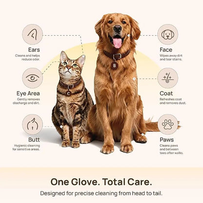 Aloe Pet Grooming Glove Wipes – Rinse-Free Moisturizing & Deodorizing Wipes for Dogs, Cats & Horses