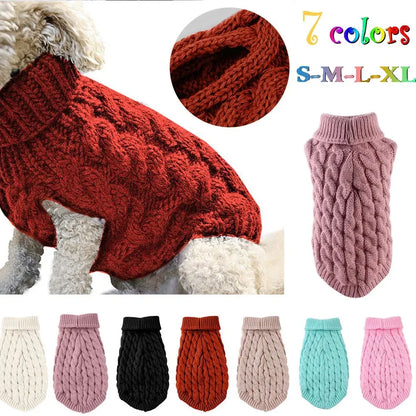 Warm Turtleneck Dog Sweater | Soft Cable Knit for Small & Medium Dogs