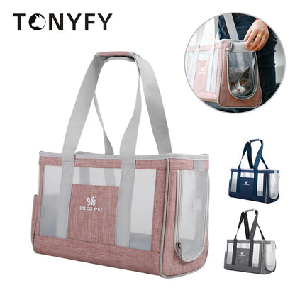 Portable Cat Carrier Bag — Breathable Travel Shoulder Bag