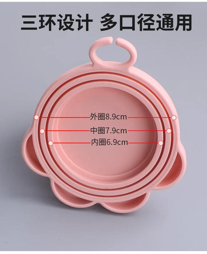 Silicone Pet Can Lid with Spoon — Reusable Food Sealer