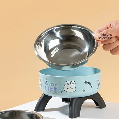 Stainless Steel Pet Bowl – Anti-Tip Elevated Design with Non-Slip Silicone Base for Cats & Small Dogs