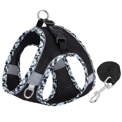 Reflective Dog Harness & Leash Set – Breathable Mesh Vest for Small & Medium Dogs
