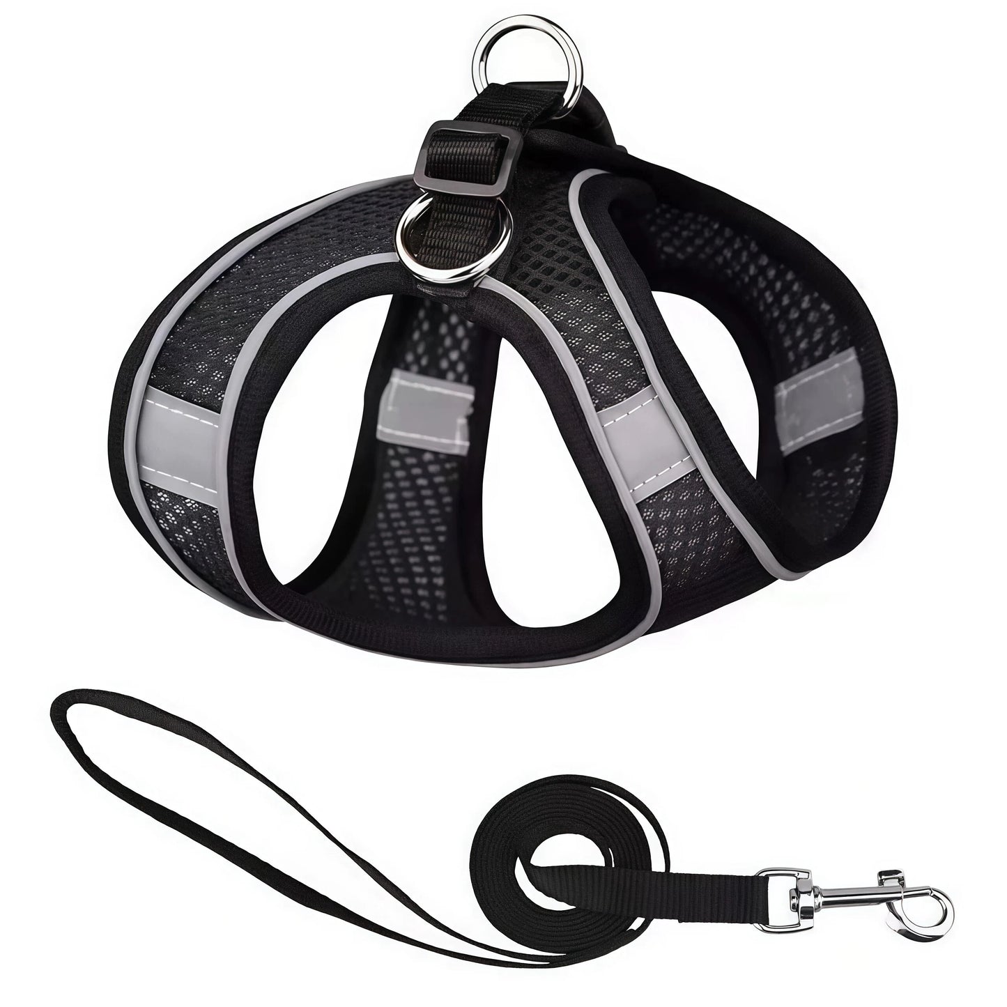 Reflective Dog Harness & Leash Set – Breathable Mesh Vest for Small & Medium Dogs