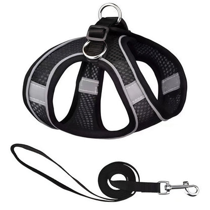 Reflective Dog Harness & Leash Set – Breathable Mesh Vest for Small & Medium Dogs