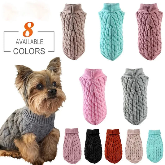 Warm Turtleneck Dog Sweater | Soft Cable Knit for Small & Medium Dogs