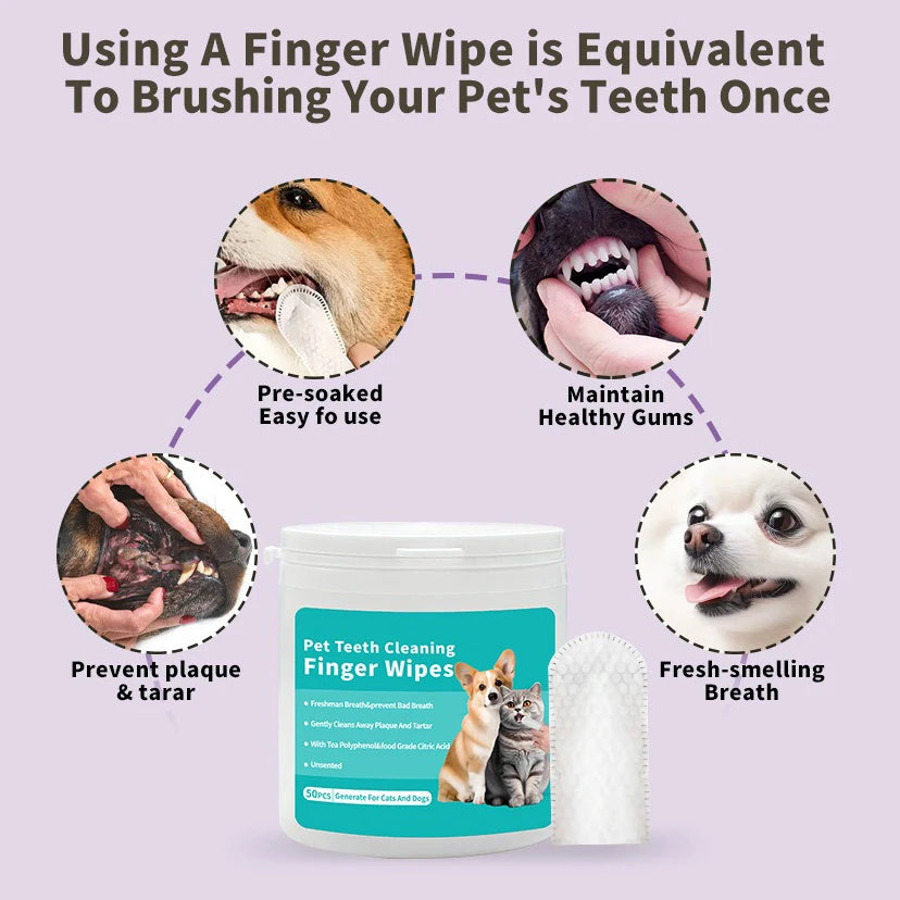 Pet Dental Finger Wipes