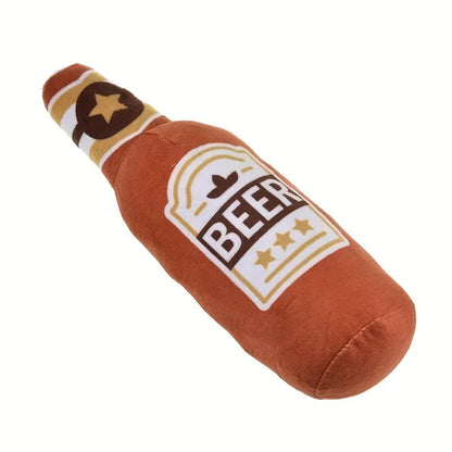 Beer Bottle Squeaky Dog Toy — Interactive Chew Toy