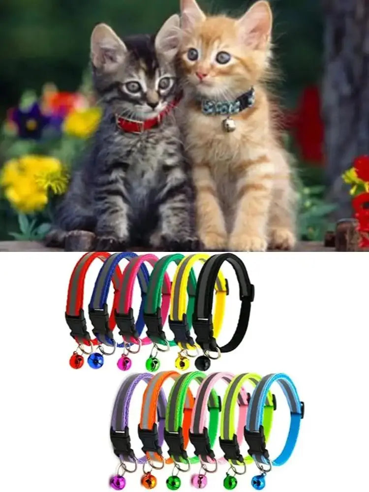 Reflective Pet Collar with Bell — Adjustable for Cats & Dogs