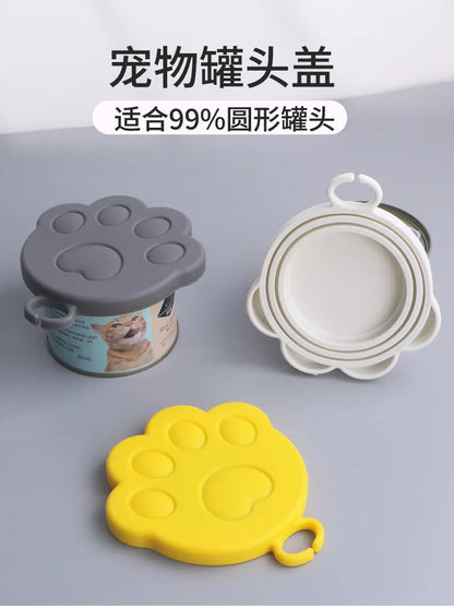 Silicone Pet Can Lid with Spoon — Reusable Food Sealer