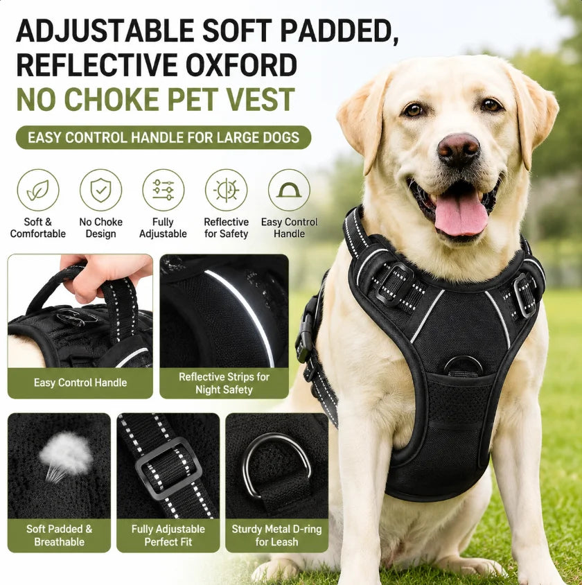 No-Pull Reflective Dog Harness Vest — Adjustable & Comfortable