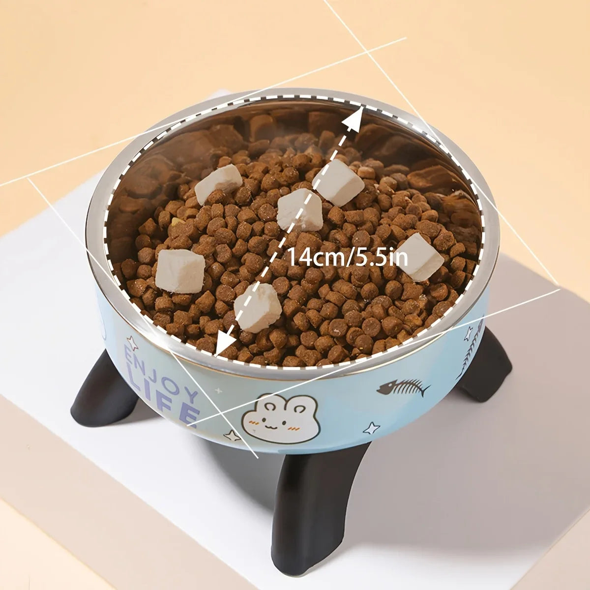 Stainless Steel Pet Bowl – Anti-Tip Elevated Design with Non-Slip Silicone Base for Cats & Small Dogs