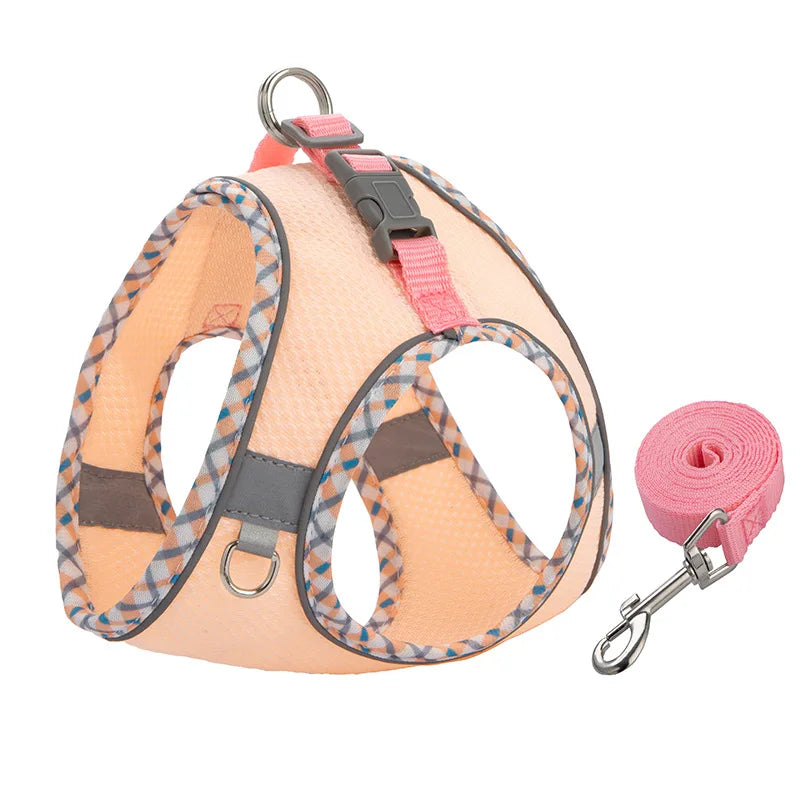 Reflective Dog Harness & Leash Set – Breathable Mesh Vest for Small & Medium Dogs