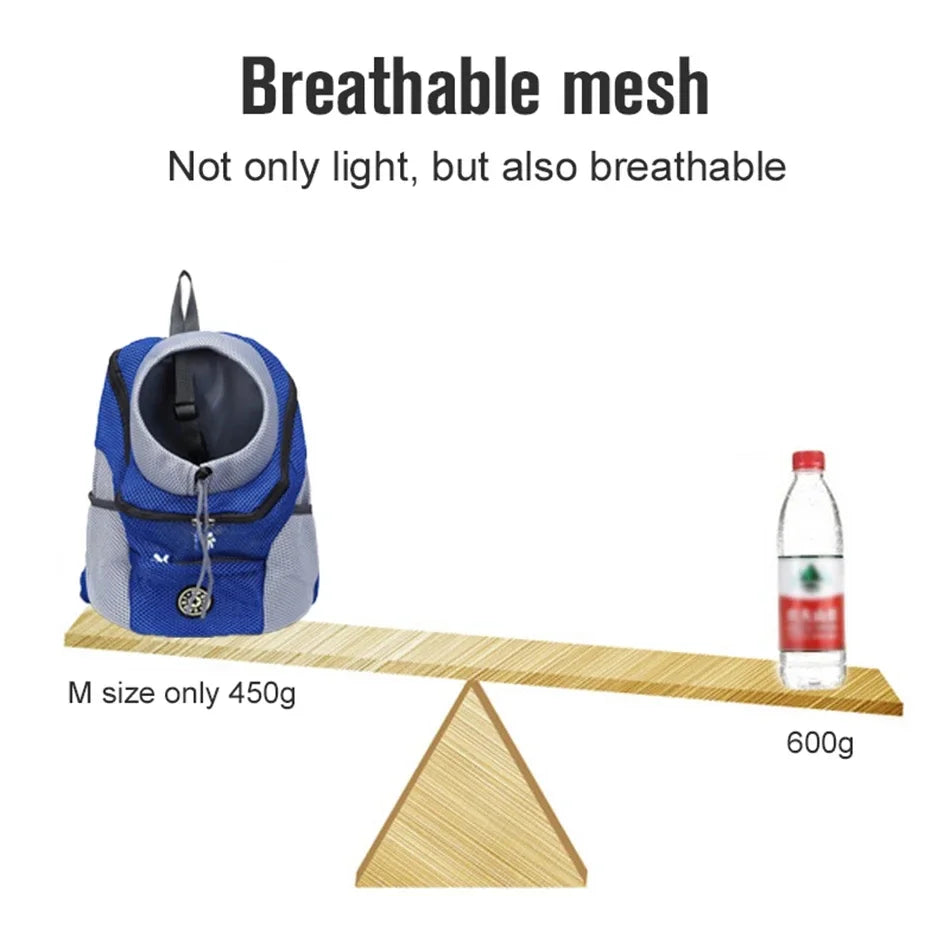 Breathable Pet Backpack Carrier – Front & Back Wear with Reflective Strips for Dogs & Cats