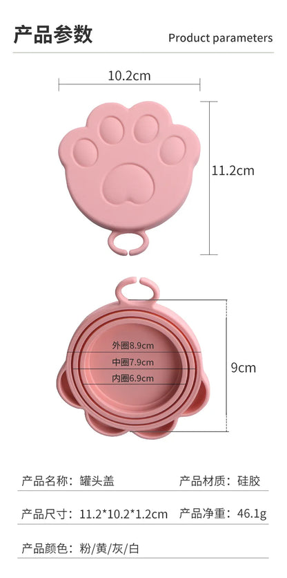 Silicone Pet Can Lid with Spoon — Reusable Food Sealer