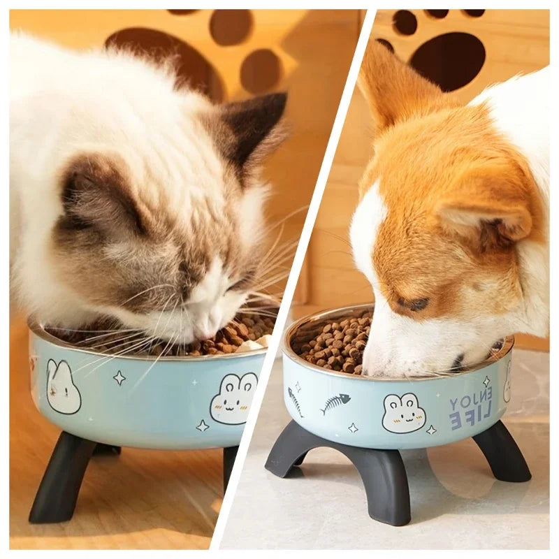 Stainless Steel Pet Bowl – Anti-Tip Elevated Design with Non-Slip Silicone Base for Cats & Small Dogs