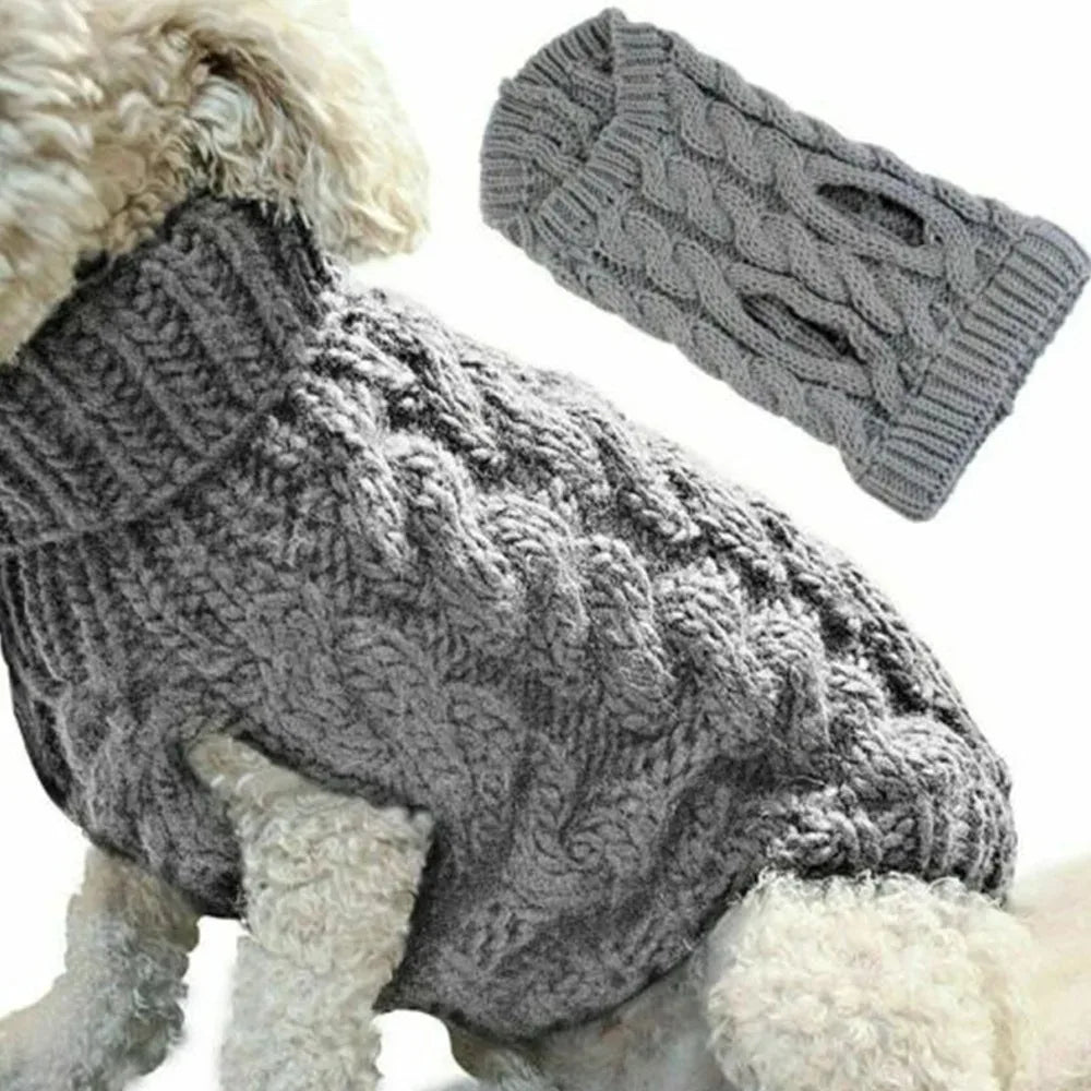 Warm Turtleneck Dog Sweater | Soft Cable Knit for Small & Medium Dogs