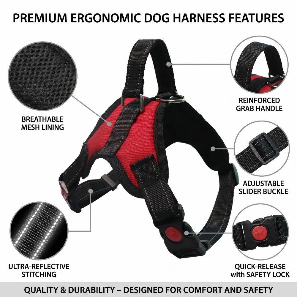 No Pull Dog Harness Adjustable Reflective Pet Vest with Handle Breathable Escape-Proof Dog Harness for Small Medium Large Dogs