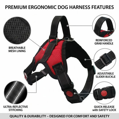 No Pull Dog Harness Adjustable Reflective Pet Vest with Handle Breathable Escape-Proof Dog Harness for Small Medium Large Dogs