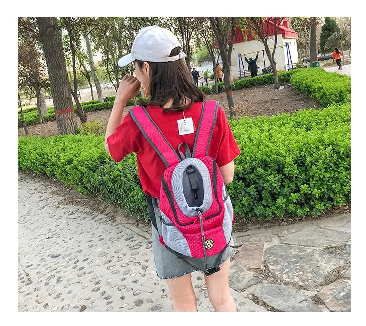 Breathable Pet Backpack Carrier – Front & Back Wear with Reflective Strips for Dogs & Cats