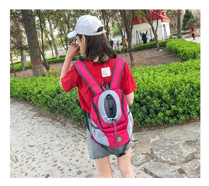 Breathable Pet Backpack Carrier – Front & Back Wear with Reflective Strips for Dogs & Cats