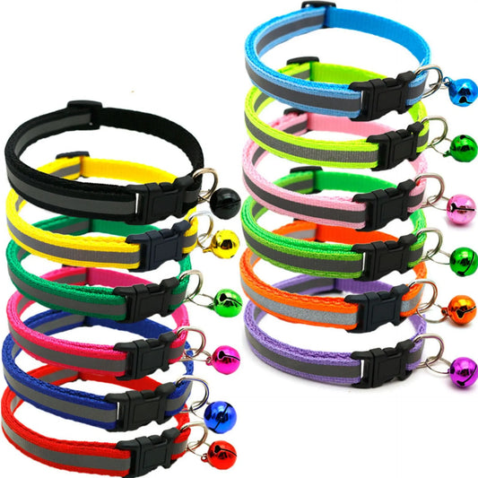 Reflective Pet Collar with Bell — Adjustable for Cats & Dogs