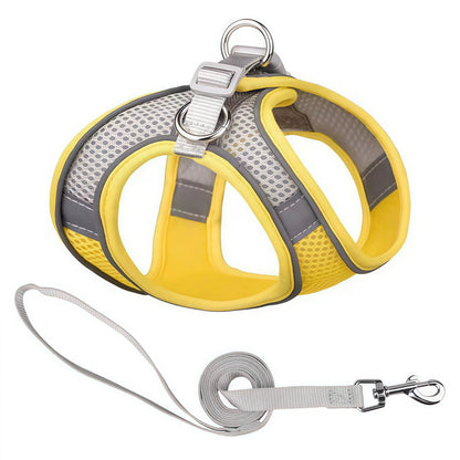 Reflective Dog Harness & Leash Set – Breathable Mesh Vest for Small & Medium Dogs