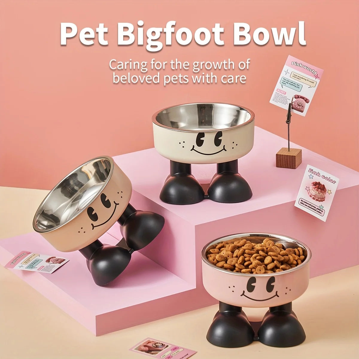 Cartoon Bigfoot Pet Bowl – Elevated Stainless Steel Food & Water Bowl for Cats & Dogs