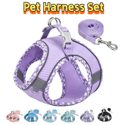 Reflective Dog Harness & Leash Set – Breathable Mesh Vest for Small & Medium Dogs