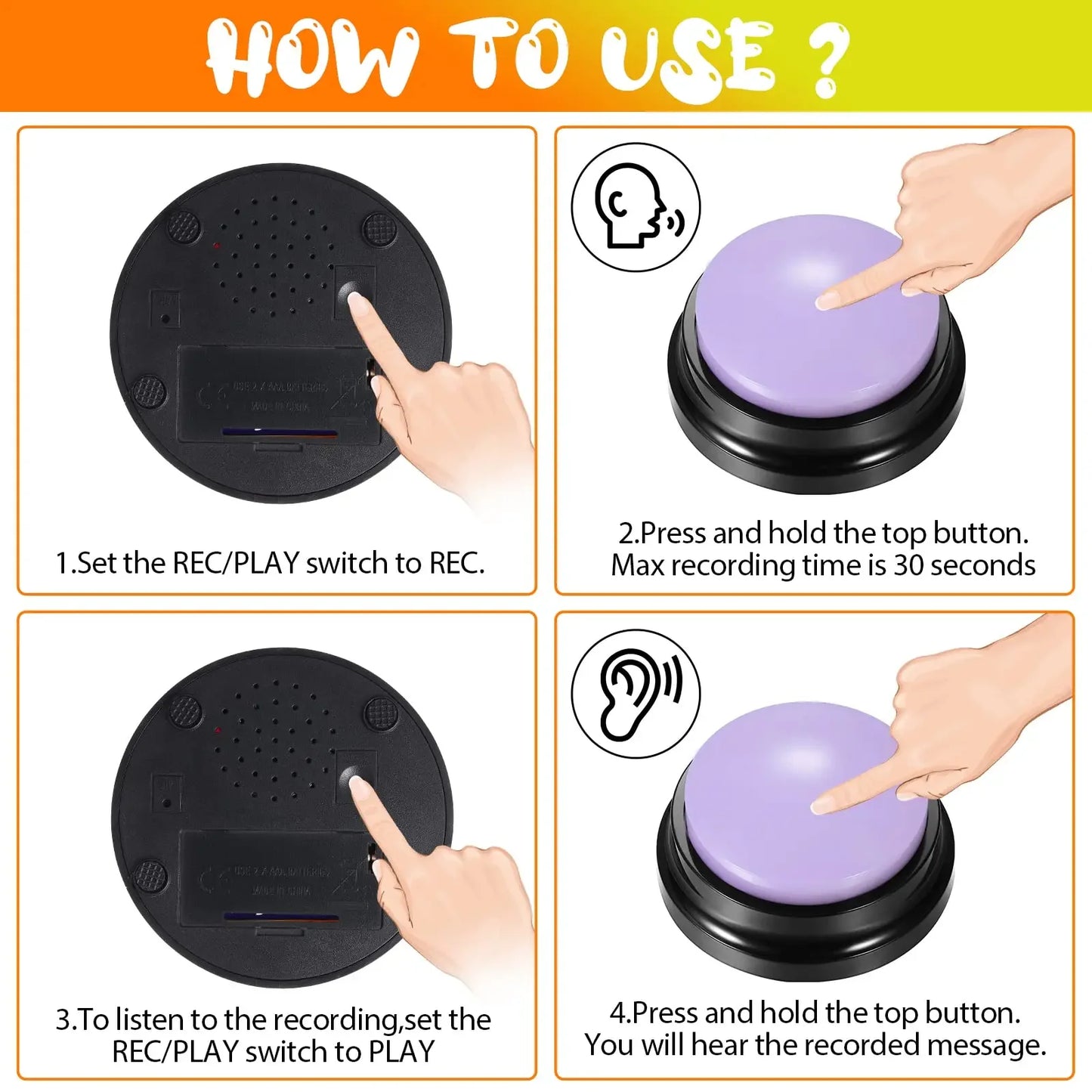 Recordable Dog Communication Button — Pet Training Buzzer