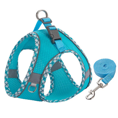 Reflective Dog Harness & Leash Set – Breathable Mesh Vest for Small & Medium Dogs