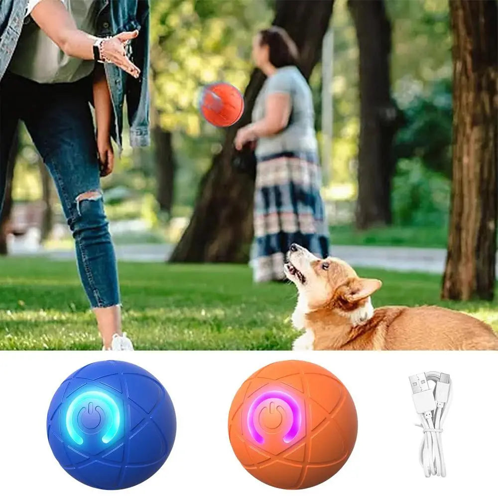 Interactive Auto-Rolling Ball Dog Toy – USB Rechargeable LED Shaky Ball for Dogs & Puppies