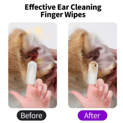 Pet Ear Cleaning Wipes – Disposable Finger Cover Wipes for Dogs & Cats (50 pcs)