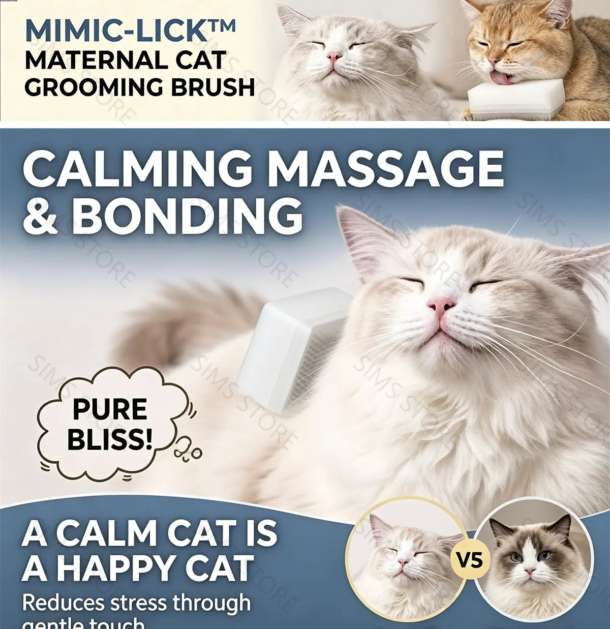 Cat Tongue Grooming Brush – Stress Relief Massage & Deshedding Comb for Cats