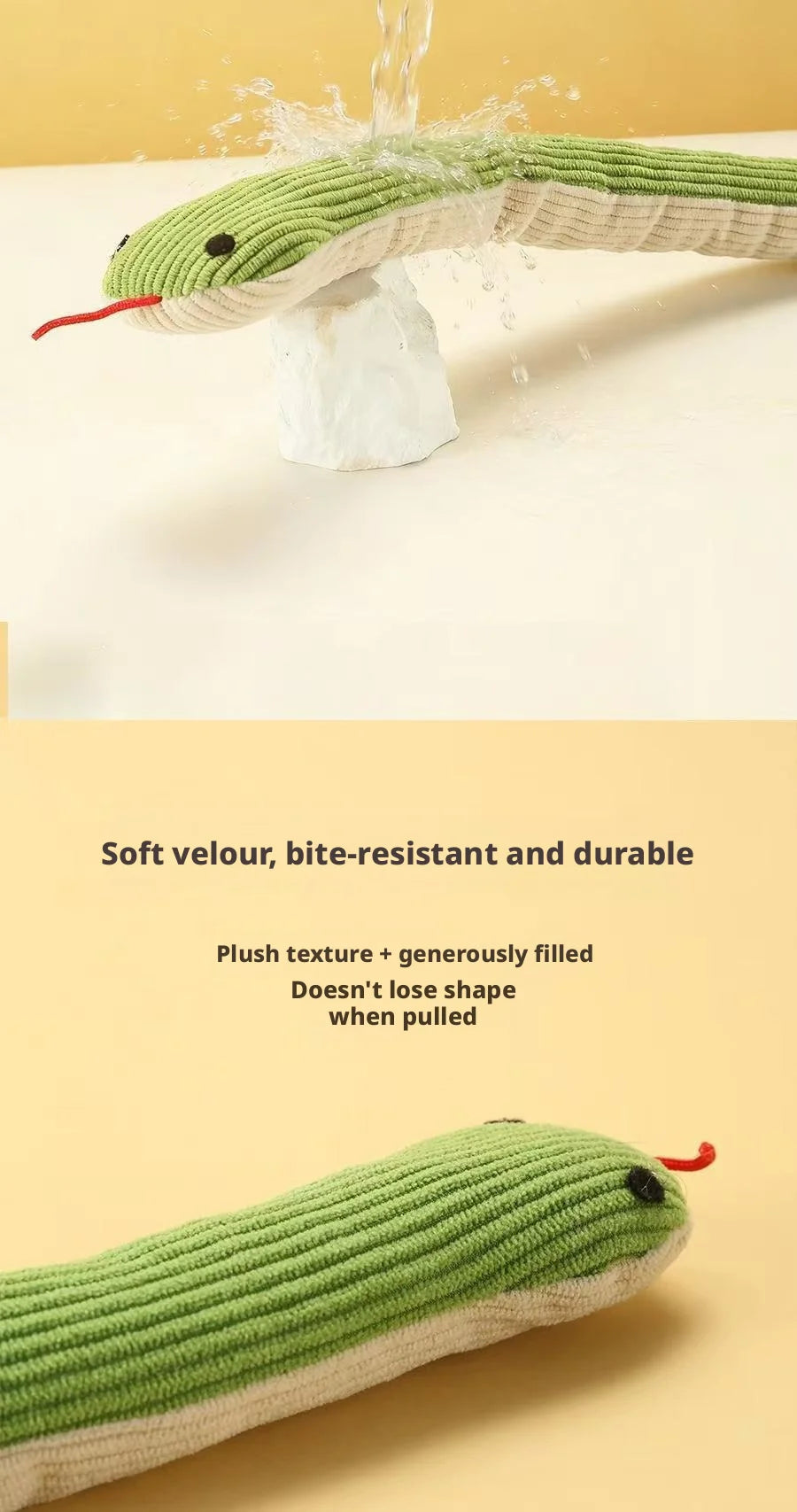 Snake Plush Chew Toy — Bite-Resistant & Teeth-Cleaning